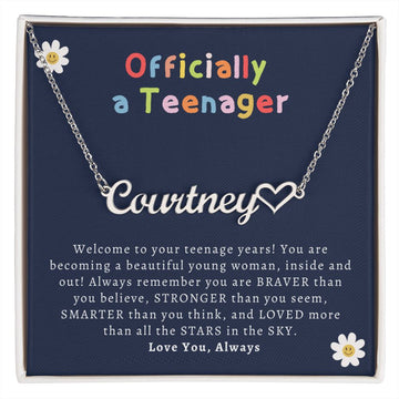 13th Birthday Gift | Officially a Teenager Personalized Name Necklace