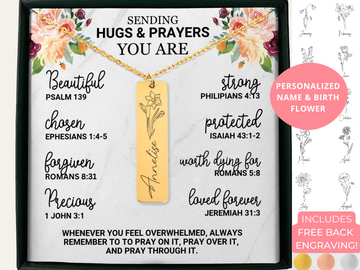 Bible Verse Encouragement Gift | Name & Birth Flower Necklace