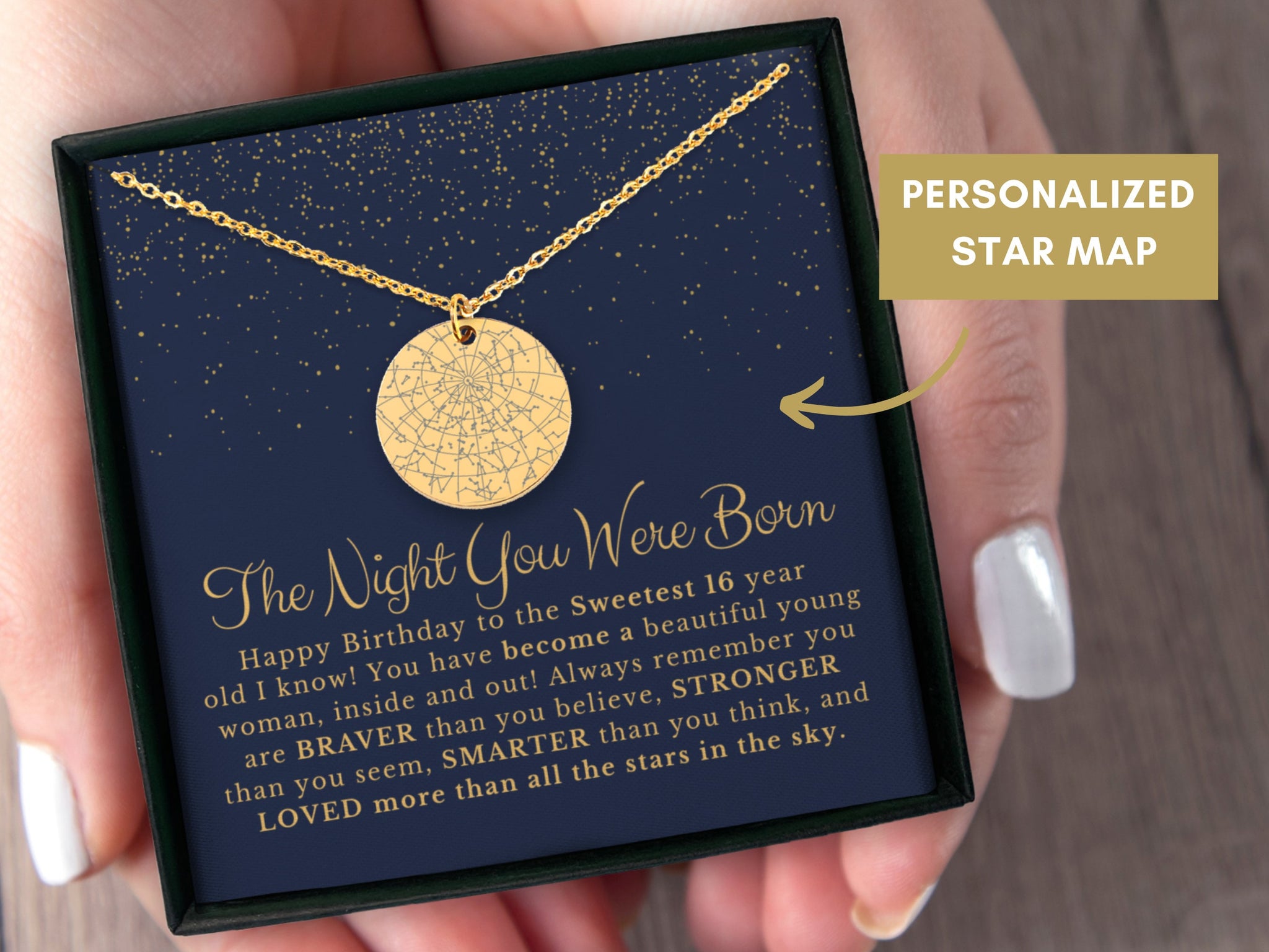 16th Birthday Gift | Night You Were Born Personalized Star Map Necklace