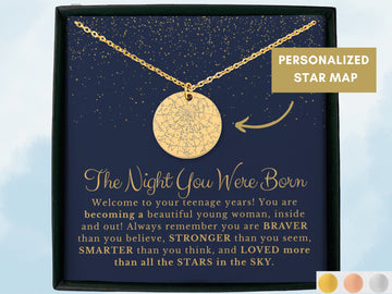 Star Map Personalized Birthday, 13th Birthday Girl Gifts, 13th Birthday Gift, Official Teenager, Thirteenth Birthday Necklace