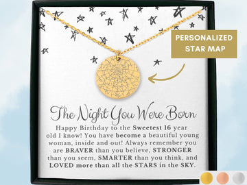 16th Birthday gift | Custom Star Map Personalised Birthday gift | Daughter birthday gift | Sweet 16 Gift | Granddaughter gift | Niece Gift