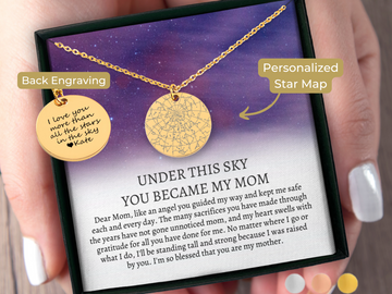 The Day You Became My Mom Star Map Necklace, Custom Star Map Necklace